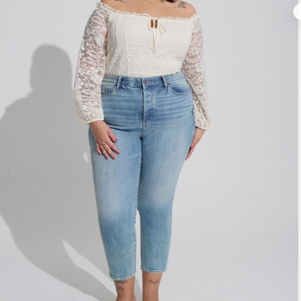 Torrid Cream Lace Off-Shoulder Blouse